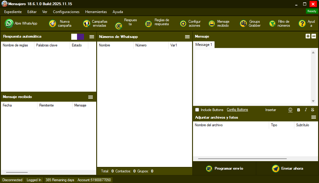 Interfaz Software Mensajero 2025